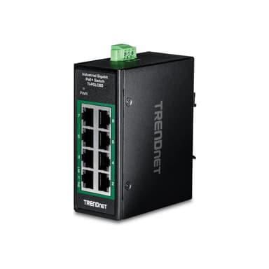 TRENDNET 8-Port Industrial Gigabit PoE+ DIN-Rail Mini Switch