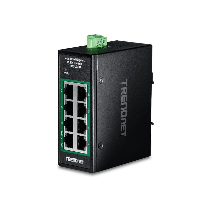 TRENDNET 8-Port Industrial Gigabit PoE+ DIN-Rail Mini Switch
