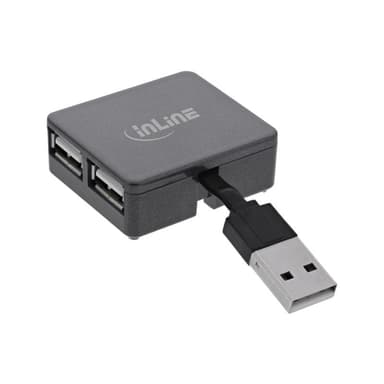 INLINE USB 2.0 4-Port Hub - USB-A Stecker auf 4x USB-A Buchse - Kabel 4cm (33293L)