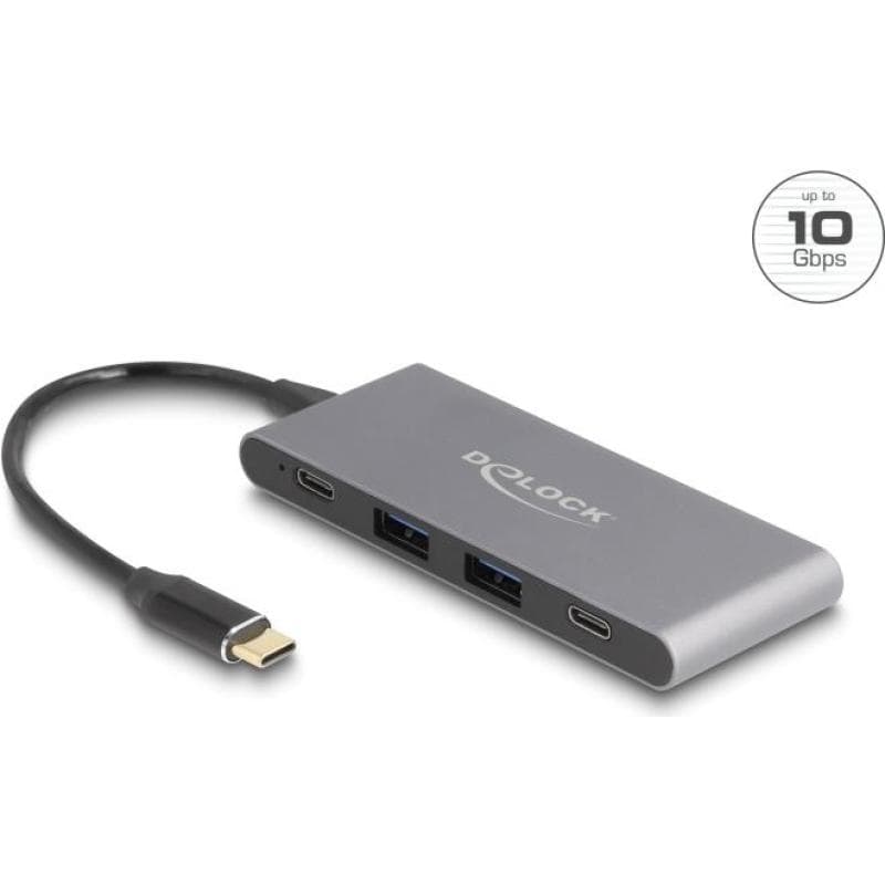 DELOCK 4 Port USB Type-C Hub mit 2 x Typ-A und 2 10 Gbps (64111)