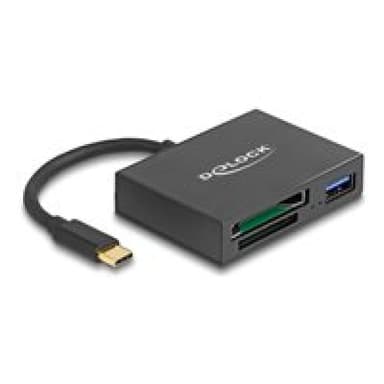 DELOCK USB-C Card Reader für XQD und SD Speicherkarten + USB 5 Gbps Typ-A Port
