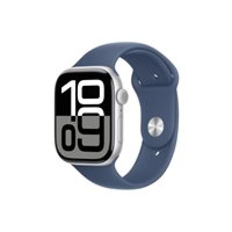 APPLE Watch Series 10 GPS 46mm Silver Aluminium Case with Denim Sport Band - S/M