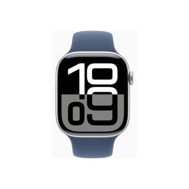 APPLE Watch Series 10 GPS + Cellular 46mm Silver Aluminium Case with Denim Sport Band - M/L