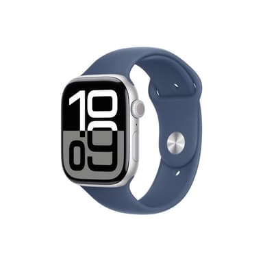 APPLE Watch Series 10 GPS + Cellular 46mm Silver Aluminium Case with Denim Sport Band - S/M