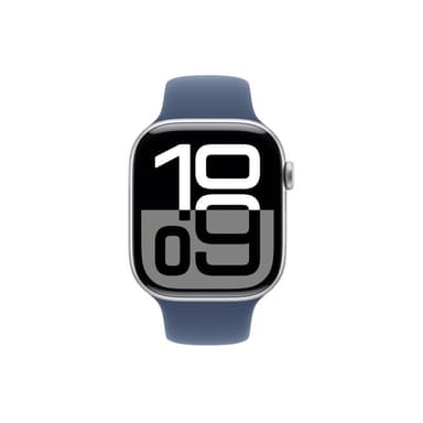 APPLE Watch Series 10 GPS + Cellular 46mm Silver Aluminium Case with Denim Sport Band - S/M