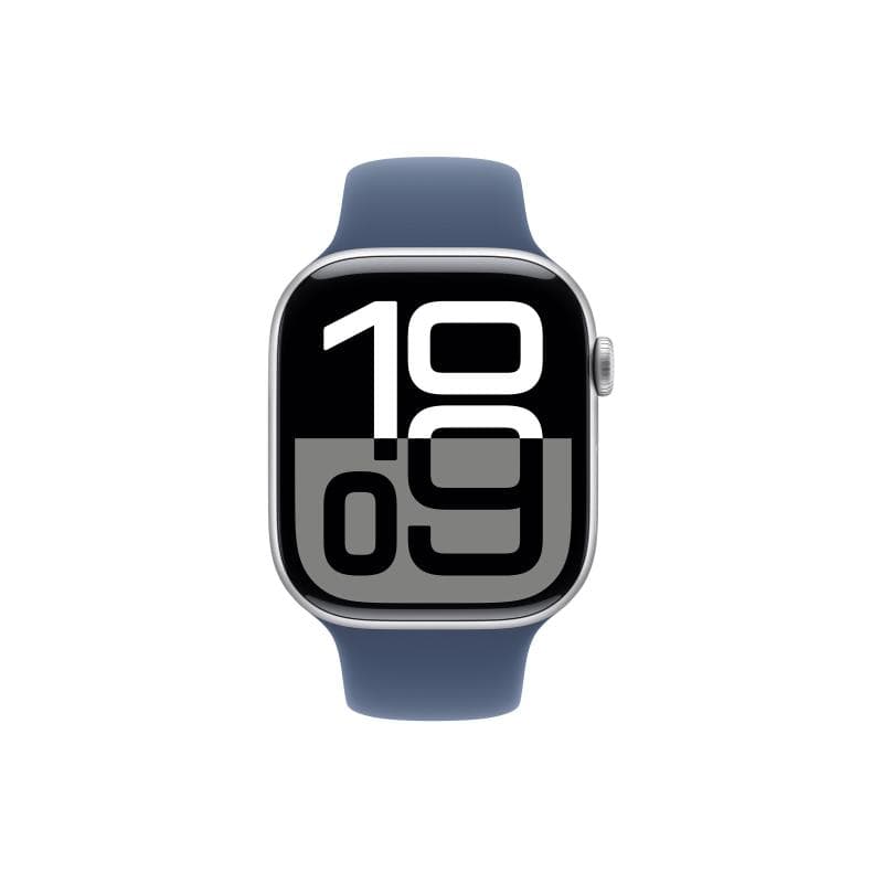 APPLE Watch Series 10 GPS + Cellular 46mm Silver Aluminium Case with Denim Sport Band - S/M