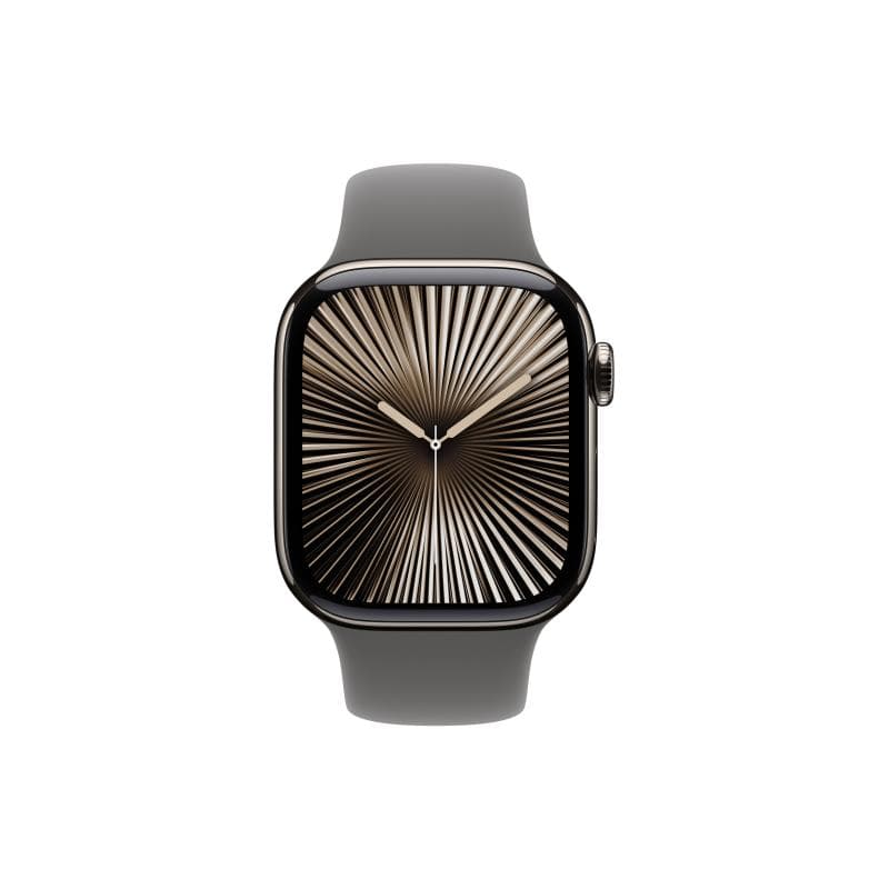APPLE Watch Series 10 GPS + Cellular 42mm Natural Titanium Case with Stone Grey Sport Band - M/L