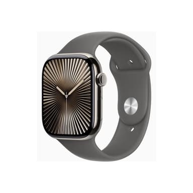 APPLE Watch Series 10 GPS + Cellular 46mm Natural Titanium Case with Stone Grey Sport Band - M/L