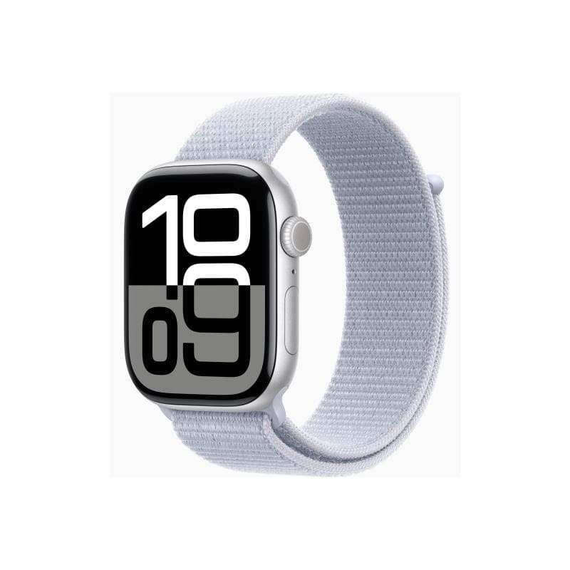 APPLE Watch Series 10 GPS + Cellular 46mm Silver Aluminium Case with Blue Cloud Sport Loop
