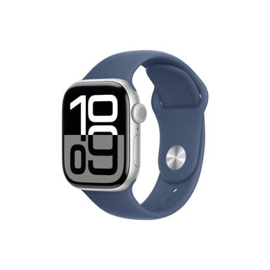 APPLE Watch Series 10 GPS + Cellular 42mm Silver Aluminium Case with Denim Sport Band - S/M
