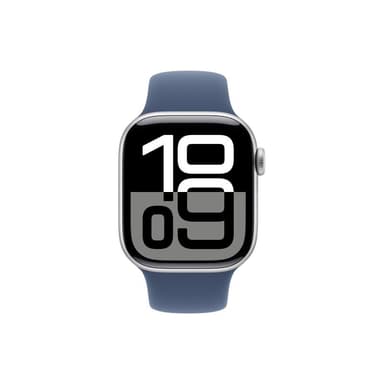 APPLE Watch Series 10 GPS + Cellular 42mm Silver Aluminium Case with Denim Sport Band - S/M