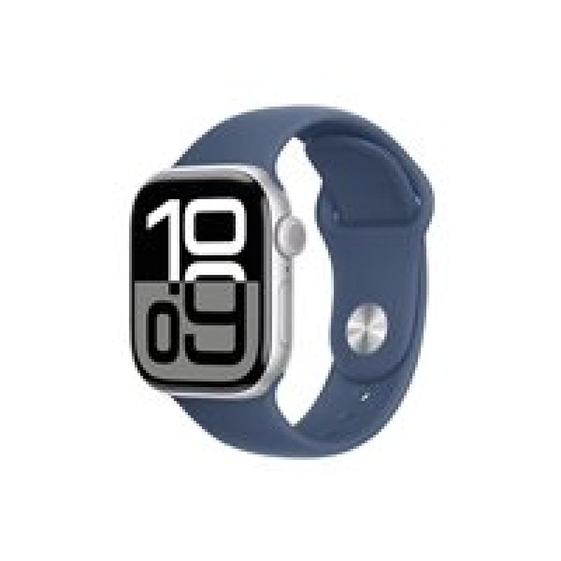 APPLE Watch Series 10 GPS + Cellular 42mm Silver Aluminium Case with Denim Sport Band - S/M