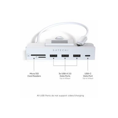 SATECHI Aluminum USB-C Clamp Hub for 24″ iMac silver