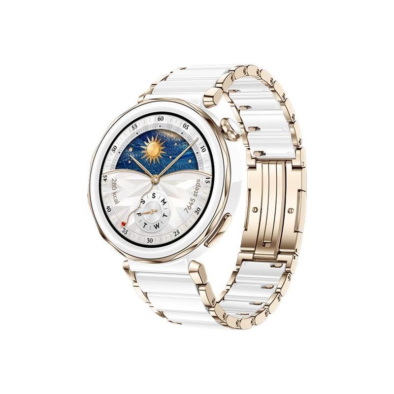 HUAWEI Watch GT5 PRO 42mm (Jana-B29C) (weiß, Gehäuse aus Keramik, weißes Armband aus Keramik-Titan) Telefonie