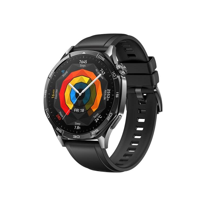 HUAWEI Watch GT5 46mm (Vili-B19F) (dunkelgrau, schwarzes Fluorelastomerarmband)