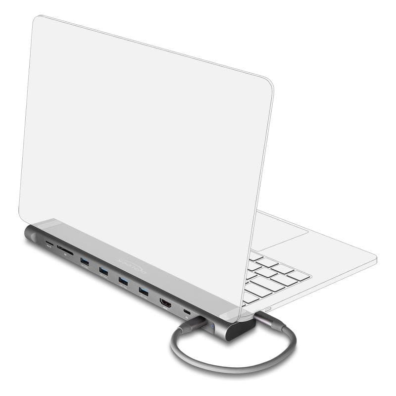 DELOCK USB Type-C Slim Dockingstation 4K (grau, HDMI / USB 3.2 Gen 1 / LAN / SD / PD 3.0)