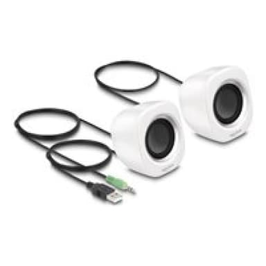 DELOCK Mini Stereo PC Lautsprecher 3,5mm Stecker USB Weiß