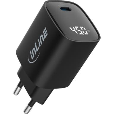 INLINE USB PD Netzteil, GaN Ladegerät, 1-Port, USB-C, 45W, mit Display