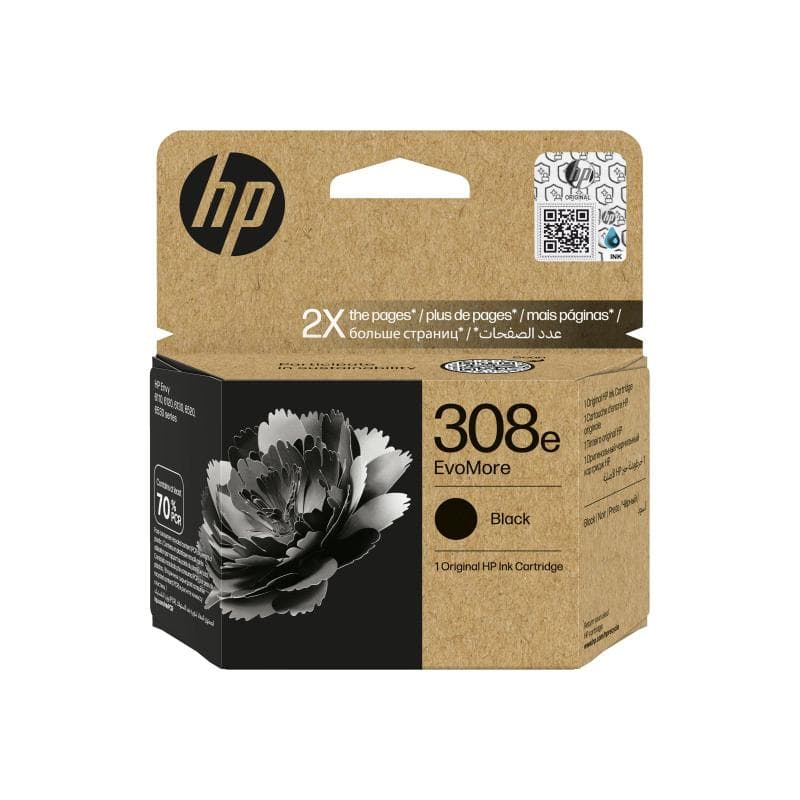 HP 308e EvoMore Black Original Ink Cartridge (7FP22UE#CE1)