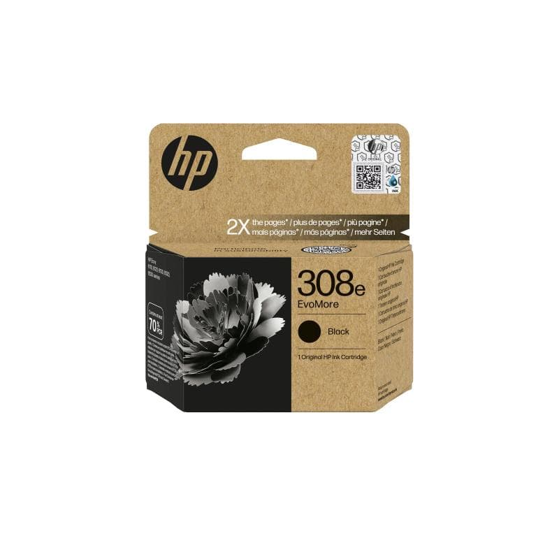 HP 308e EvoMore Black Original Ink Cartridge (7FP22UE#CE1)