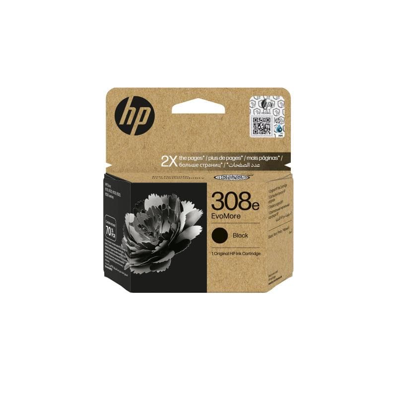 HP 308e EvoMore Black Original Ink Cartridge (7FP22UE#CE1)