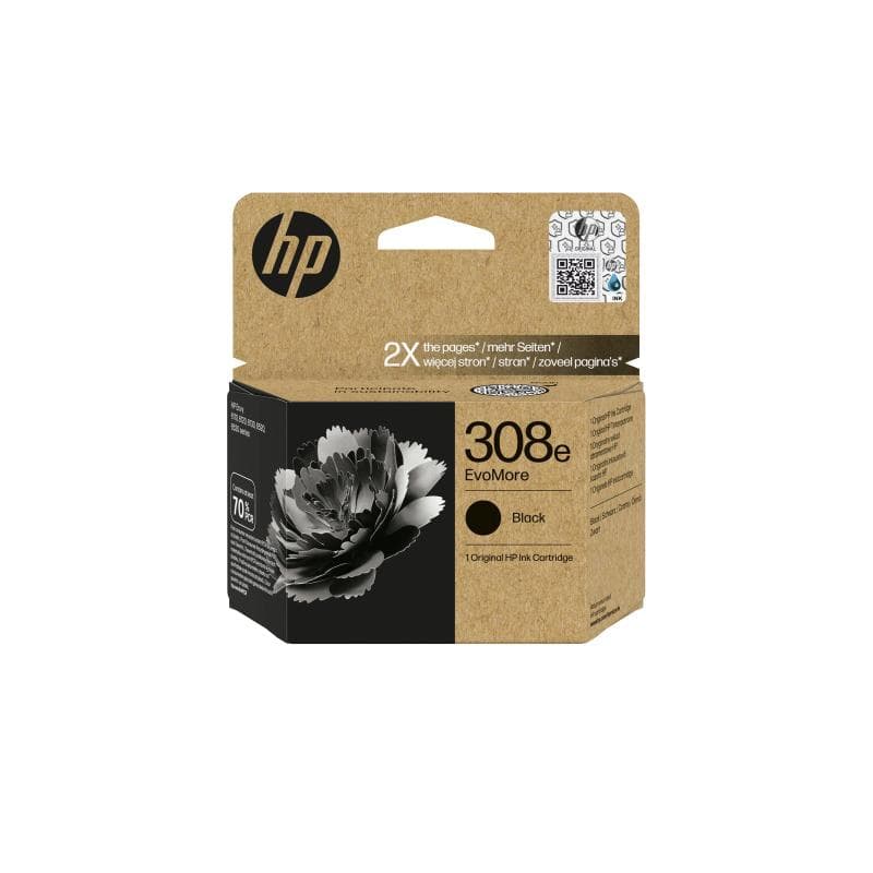 HP 308e EvoMore Black Original Ink Cartridge (7FP22UE#CE1)