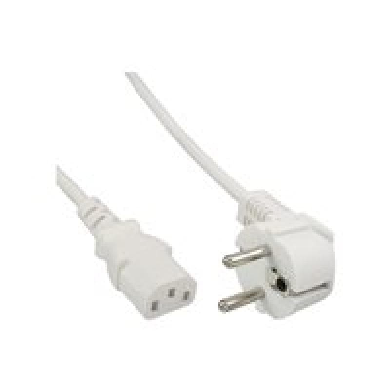INLINE Netzkabel, InLine®, Schuko gewinkelt auf Kaltgerätestecker, 5m, weiß