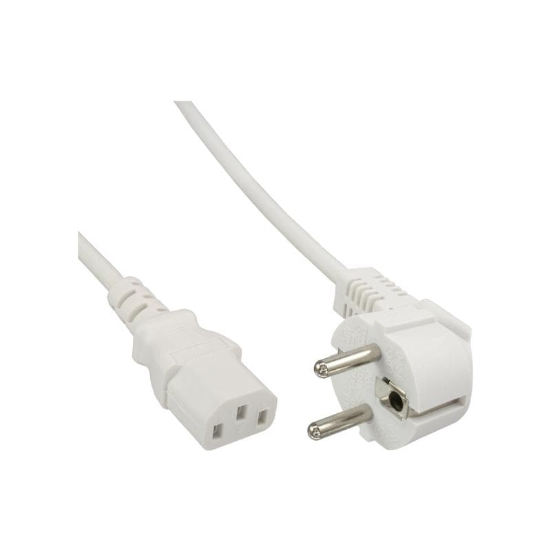 INLINE Netzkabel, InLine®, Schuko gewinkelt auf Kaltgerätestecker, 3m, weiß