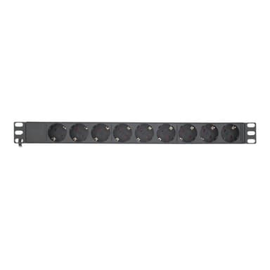 INLINE 19″ Steckdosenleiste, 9-fach Schutzkontakt, ohne Schalter, 2m, schwarz
