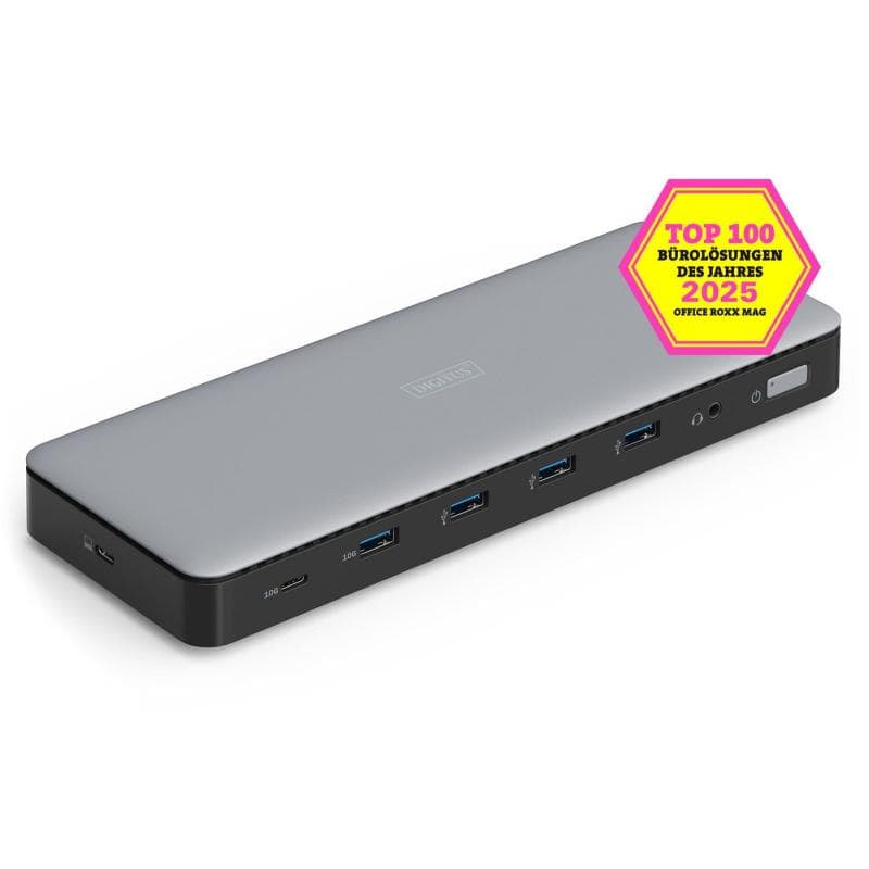DIGITUS Docking USB-C->HDMI,DP,USBA,USBC,RJ45,DC,Audio silber