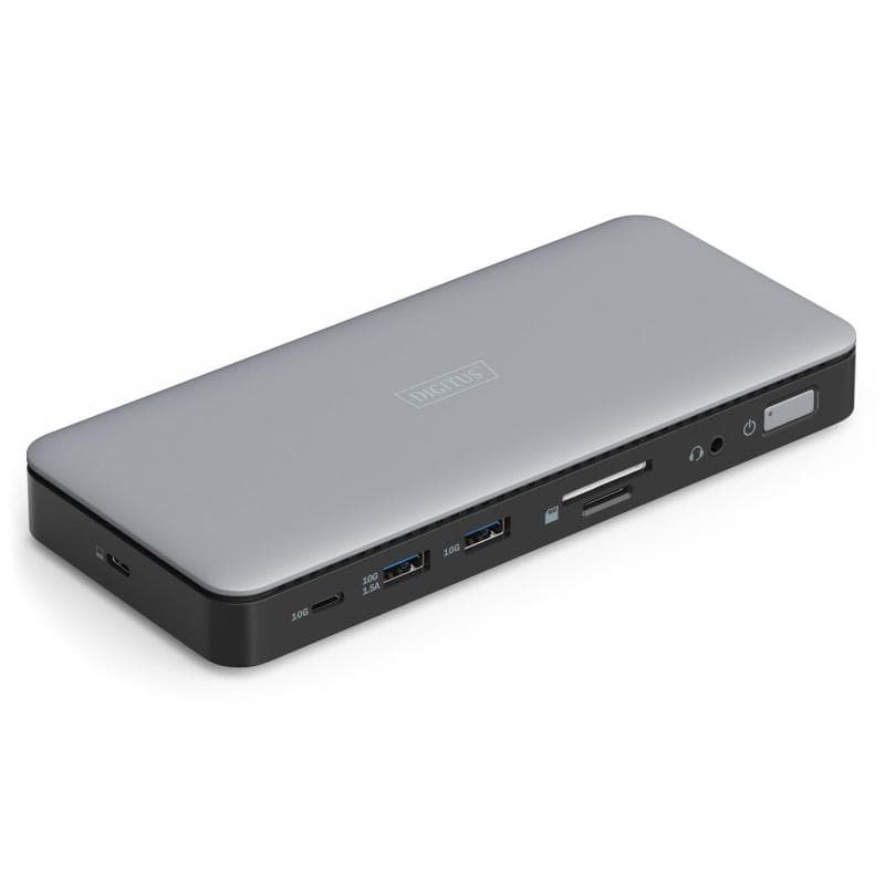 DIGITUS Docking USB-C->HDMI,DP,USBA,USBC,RJ45,DC,Audio silber