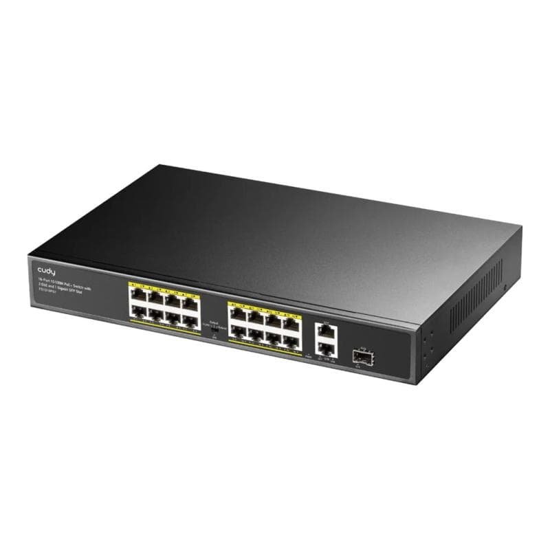 CUDY FS1018PS1 16-Port 10/100M PoE+ Switch 2 Gigabit Uplink 1 SFP Port 200W