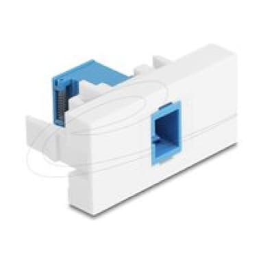 DELOCK Easy 45modul SC Simplex Buchse zu SC Simplex Buchse mit Laserschutzklappe innen blau / weiss