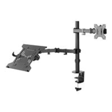WENTRONIC Monitorhalterung mit Laptop-Arm Flex (schwarz, für Monitore von 13″ - 32″ (33 - 81cm))