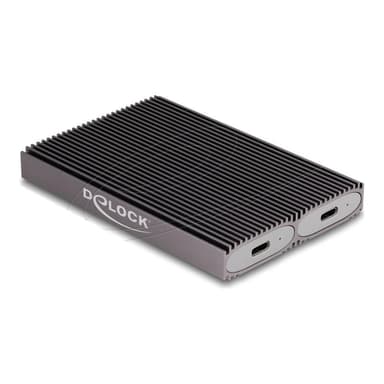 DELOCK Externes USB Type-C Dual Combo Gehäuse fur 2 x M.2 NVMe PCIe oder SATA SSD - werkzeugfrei