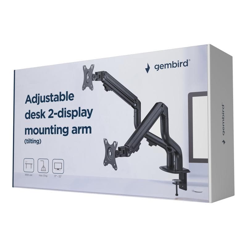GEMBIRD Verstell Montagearm 2 Displays, 17 32 Zoll, 8 kg
