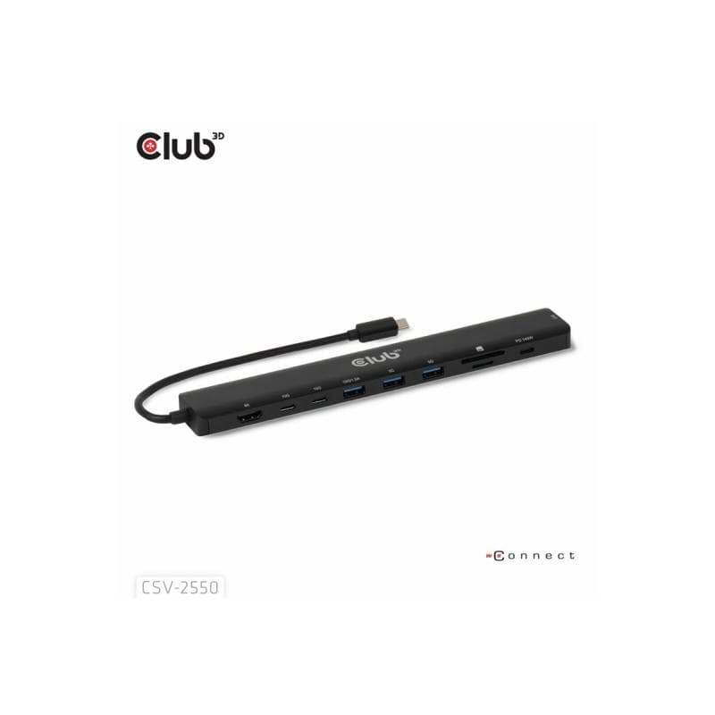CLUB3D Tragbare Docking USB-C ->2xUSB-C/3xUSB-A/HDMI/SD 140W retail