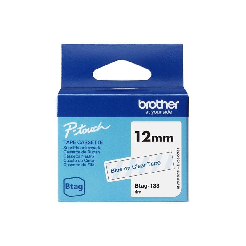 BROTHER Schriftband Brother 12mmx4m blau/transparent BTAG-133