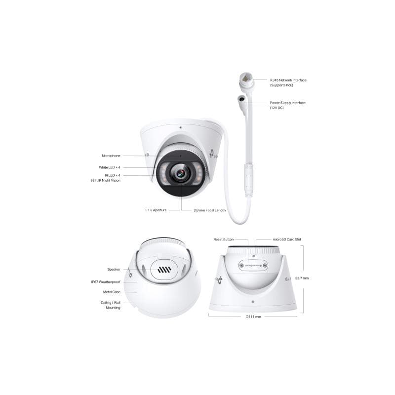 TP-LINK Omada InSight S455(2.8mm) 5MP Full-Color Turret Netzwerkkamera