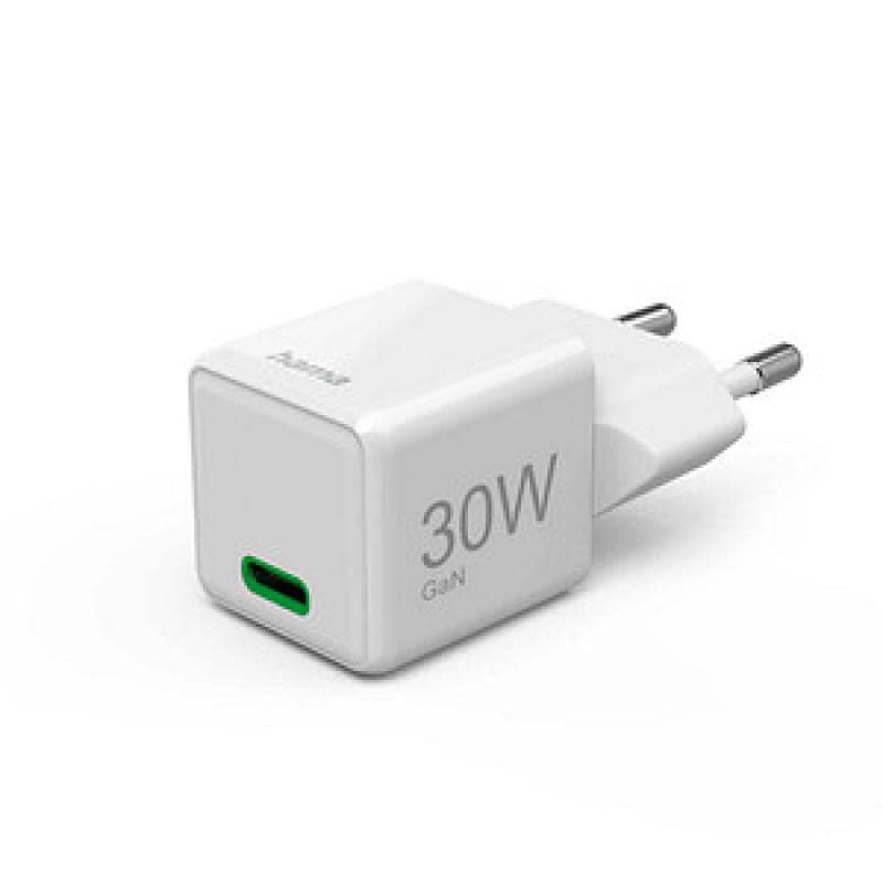 HAMA Schnellladegeraet USB-C PD/QC/GaN Super-Mini-Charger 30 W Weiß (00201982)