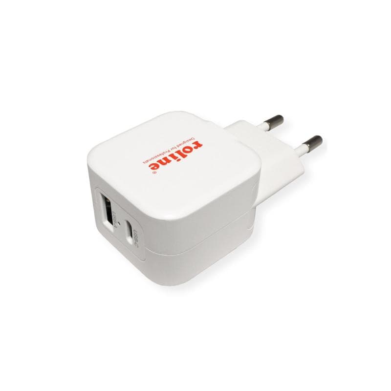 ROLINE USB Charger mit Euro-Stecker, 2 Port (1 Stück QC3.0 A + 1 Stück C PD), 20W