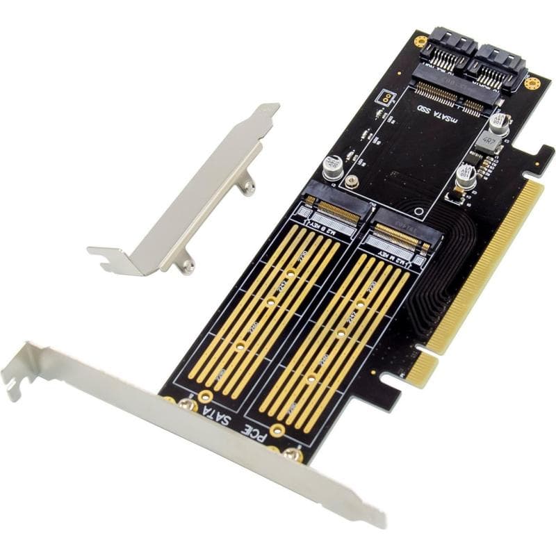 INLINE PCIe Karte x16 zu 2x M.2 - 1x mSATA