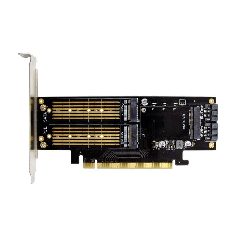 INLINE PCIe Karte x16 zu 2x M.2 - 1x mSATA