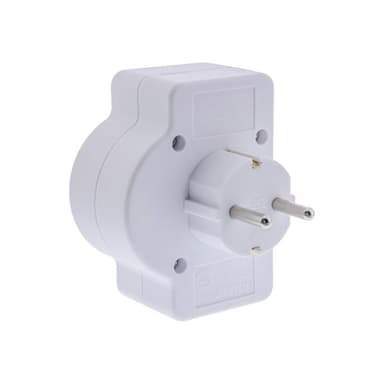 INLINE Steckdosenadapter, SK Stecker an 2xEuro+1x SK, mit Schalter, weiß