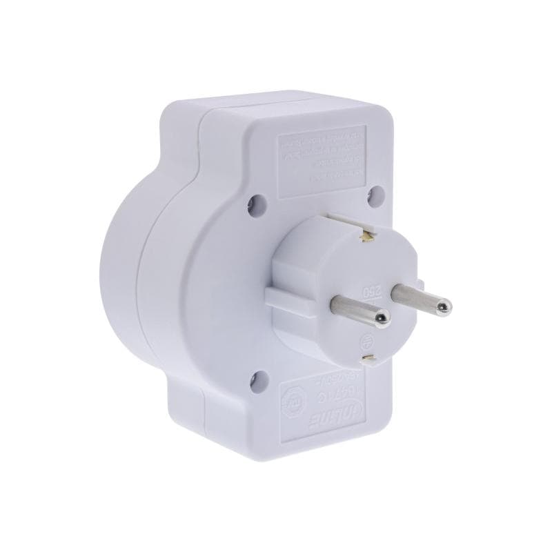 INLINE Steckdosenadapter, SK Stecker an 2xEuro+1x SK, mit Schalter, weiß