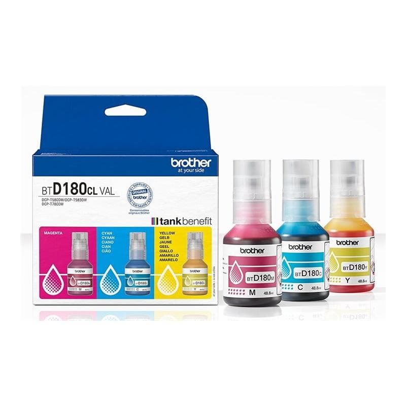 BROTHER CMY value pack ink 3 bottles yield up to 5.000 pages each