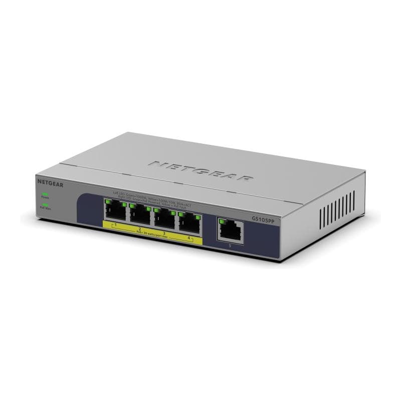 NETGEAR 5PT GB UNMANAGED SWITCH W/POE+ GS105PP