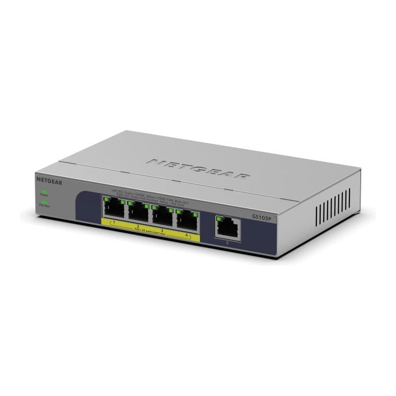 NETGEAR 5PT GB UNMANAGED SWITCH W/POE+ GS105P