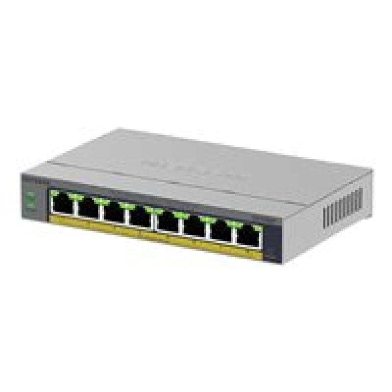 NETGEAR GS108EP 8-Port Gigabit Ethernet PoE+ Plus Switch, PoE Budget 62 W, lüfterlos, Metallgehäuse