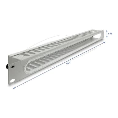 DELOCK 48,26cm 19Zoll 1 HE Kabelmanagement Rangierpanel mit Öffnung und Kantenschutz grau